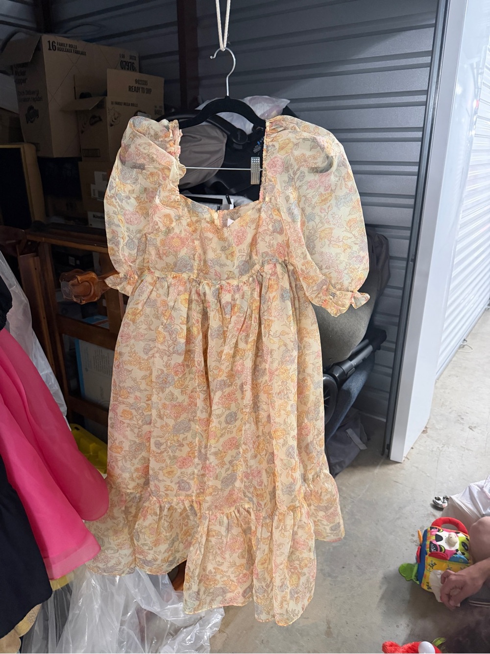 Selkie- the French Puff- Floral Puff-Sleeve Yellow Dress